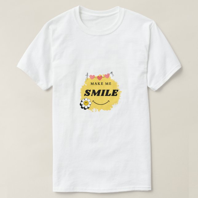 t-shirt blanc avec motif make me smile (Design devant)