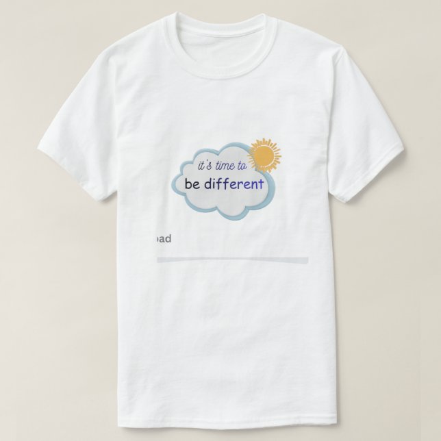 T-shirt blanc avec texte mentionné dessus. (Design devant)