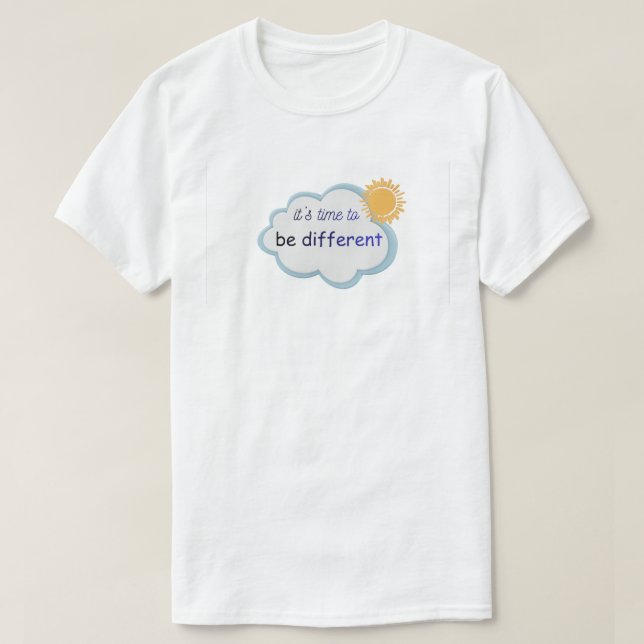 T-shirt blanc avec texte mentionné dessus. (Design devant)