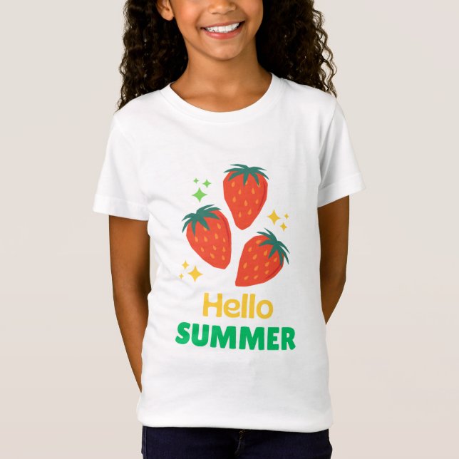 t-shirt blanc avec un design de fraise sucrée (Devant)