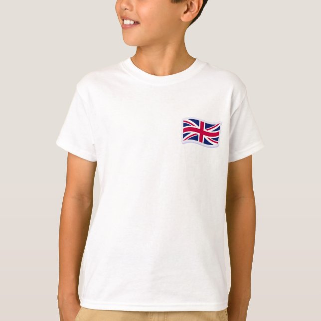 T-shirt blanc basique pour enfants avec Union Jack (Devant)