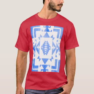 T-shirt Blanc Bleu clair Bleu Ombre Amérindien