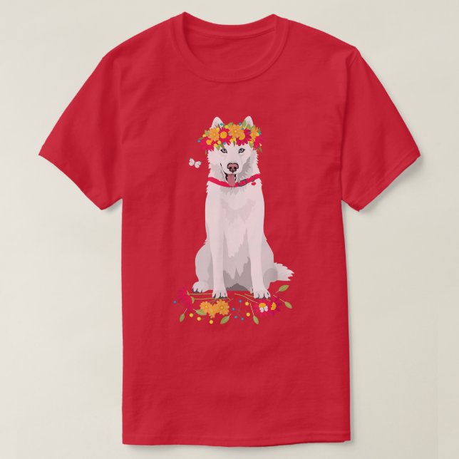 T-shirt blanc chic Sibérie Husky blanc chien de neige avec (Design devant)