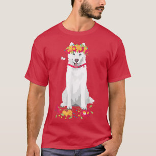 T-shirt blanc chic Sibérie Husky blanc chien de neige avec