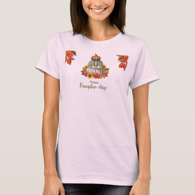 T-shirt blanc citrouille jour (Devant)