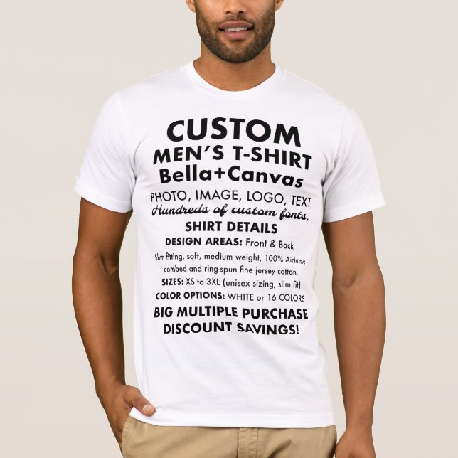 T-shirt blanc classique personnalisé masculin (Devant)