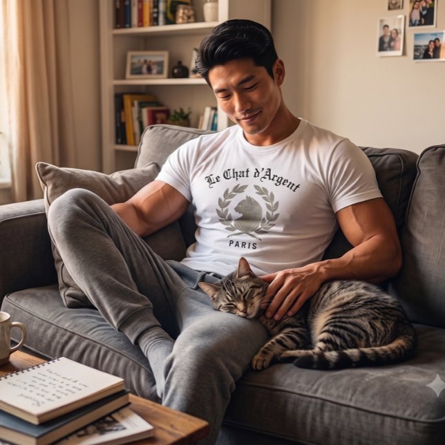 T-shirt blanc classique pour hommes Le Chat d'Arge (Créateur téléchargé)