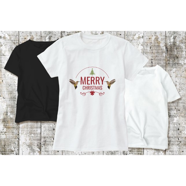 T-shirt blanc colibri de Noël (Créateur téléchargé)