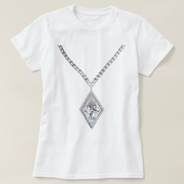 T-shirt blanc Collier en diamant (Design devant)