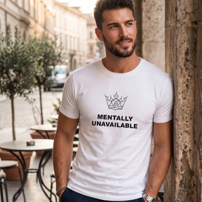 T-Shirt Blanc Couronne Mentalement Indisponible (Créateur téléchargé)