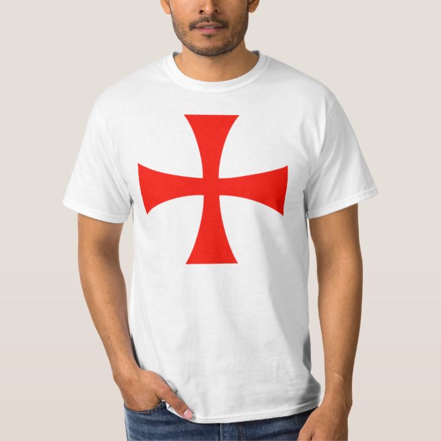 T-shirt Blanc croisé de Templar de chevalier (Devant)