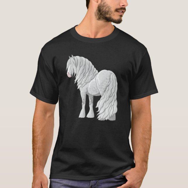 T-shirt Blanc Dappy Grey Gypsy Vanner Irish Cob Draft Hor (Devant)