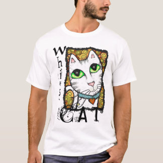 T-shirt blanc d'art contemporain de chat