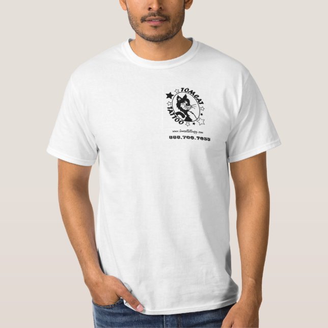 T-shirt Blanc de base de tatouage de Tomcat (Devant)