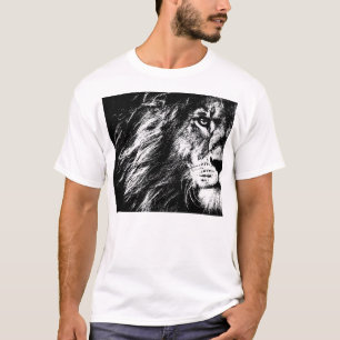 T-shirt blanc de base pour hommes, visage de lion