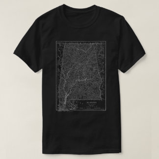 T-shirt Blanc de carte d'état de l'Alabama sur la pièce en