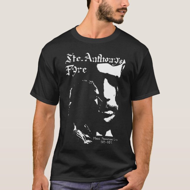 T-shirt Blanc de Fyre de Sainte Anthony sur le noir (Devant)