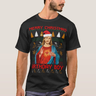 T-shirt Blanc de garçon d'anniversaire de Jésus de Joyeu
