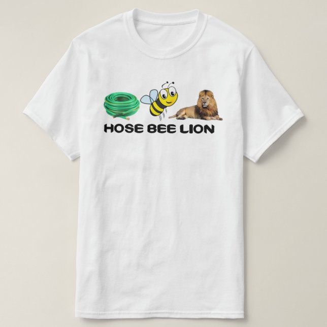 T-shirt blanc de Hose Bee Lion (Design devant)