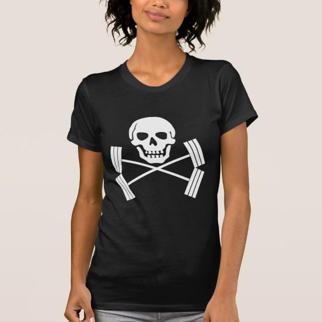 T-shirt Blanc de jolly roger d'haltère (Devant)