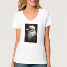 T-shirt blanc de Noël féminin "Père Noël"