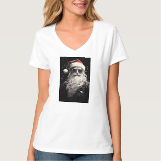 T-shirt blanc de Noël féminin "Père Noël"