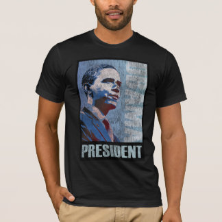 T-shirt Blanc d'Obama et bleu rouges