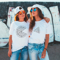 T-shirt blanc drôle tranche de pizza pour couple a