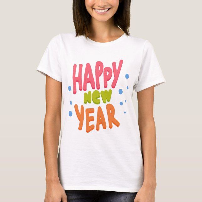 T-shirt blanc du Nouvel An pour femmes (Devant)