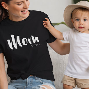 T-Shirt Blanc Écriture Maman Noir