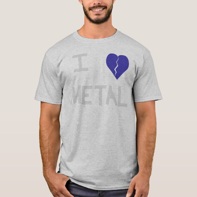 T-shirt blanc en métal du coeur i sur le gris (Devant)