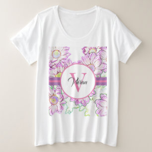 T-Shirt Blanc Et Violet De Taille Plus