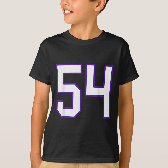 T-shirt Blanc Et Violet Numéro 54 Joueur Jersey Uniforme # (Devant)