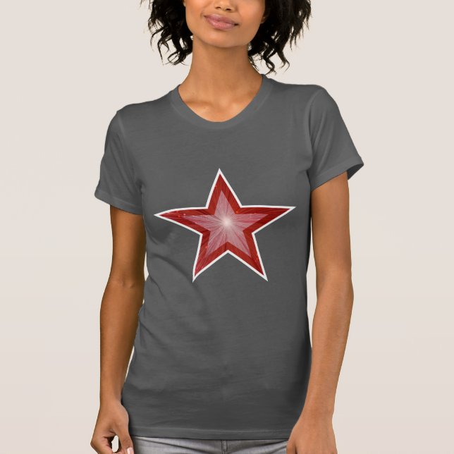 T-shirt blanc étoile rouge gris (Devant)