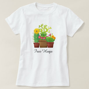 T-shirt blanc féminin Cactus Garden Hugs Gratuits