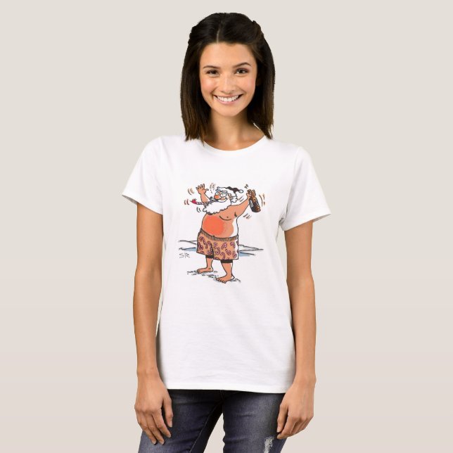 T-shirt blanc femme Santa alcoolisé (Devant entier)