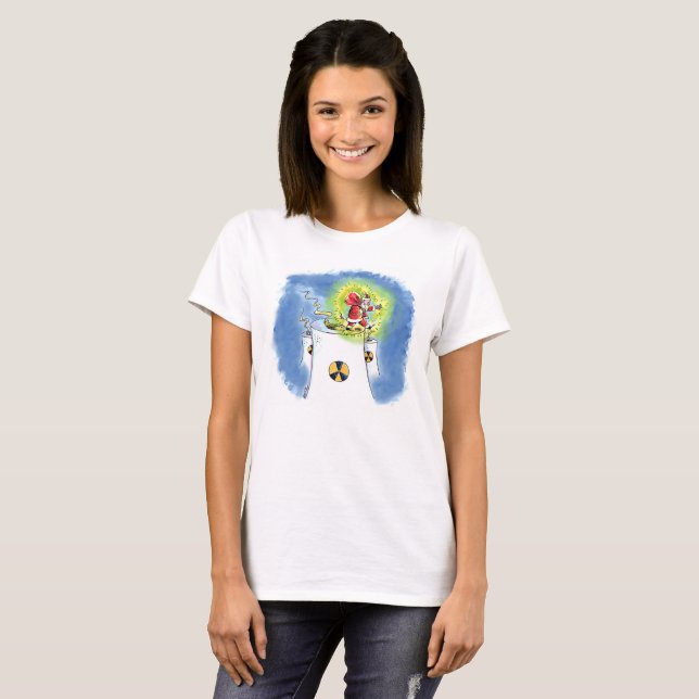 T-shirt blanc femmes du Père Noël nuqué (Devant entier)