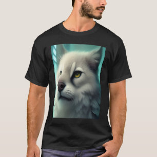 T-shirt Blanc Fluffé comme Léopard de neige Chat Kitten Li