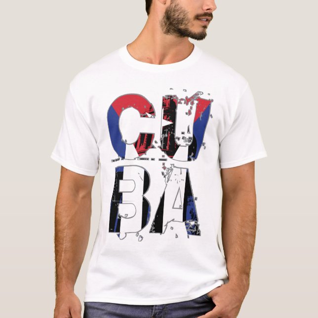 T-Shirt Blanc Graphique Texte Abstrait Drapeau de  (Devant)