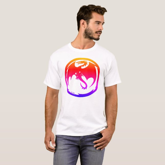 T-shirt blanc homme Neon Dragon (Devant entier)
