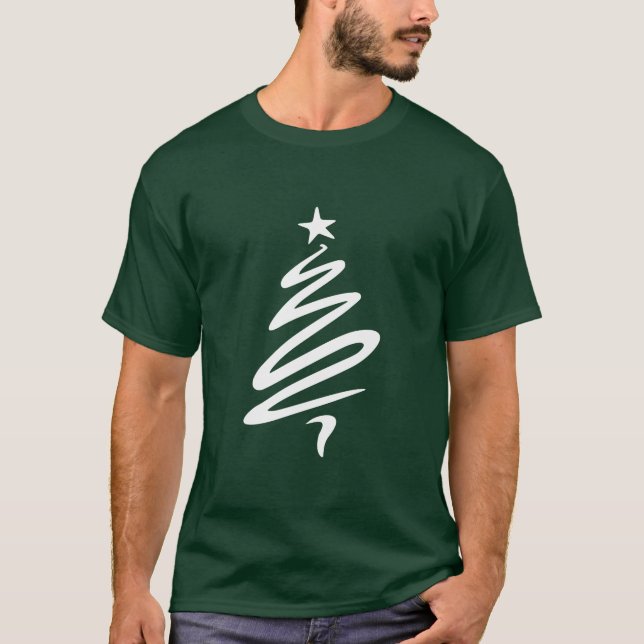 T-shirt Blanc Imprimer Arbre de Noël (Devant)
