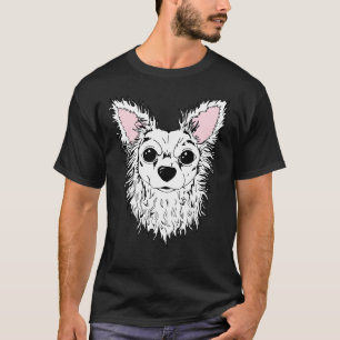 T-shirt Blanc Long Haired Chihuahua Portrait Chewy