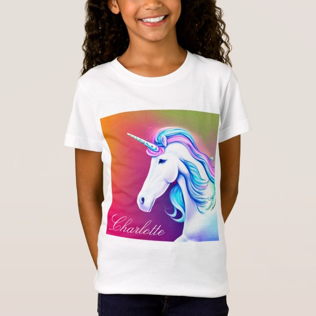 T-shirt blanc mignon Unicorne AI Designer (Devant)