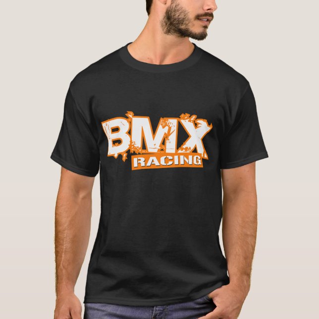 T-SHIRT BLANC ORANGE DE EMBALLAGE DE BMX (Devant)