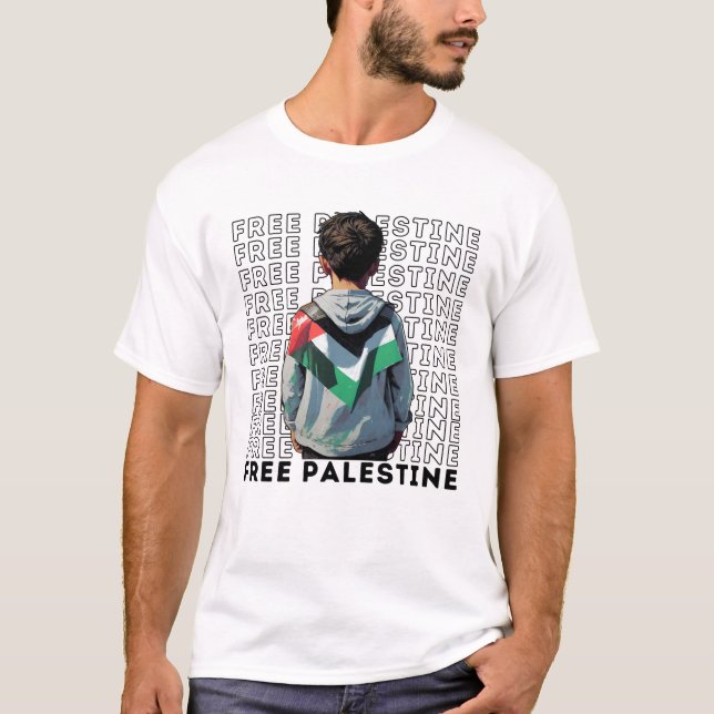 T-shirt blanc PALESTINE GRATUIT pour homme (Devant)