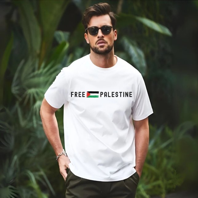 T-shirt blanc PALESTINE GRATUIT pour homme (Créateur téléchargé)