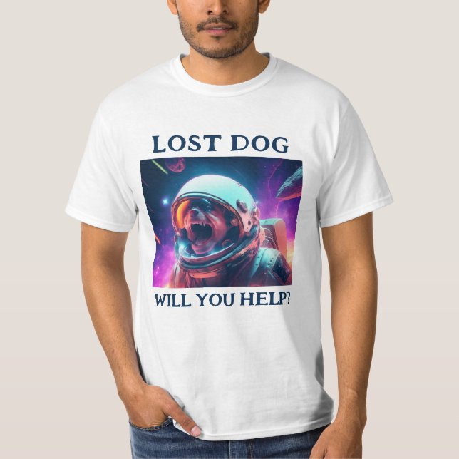 T-shirt blanc personnalisable pour chien perdu (Devant)