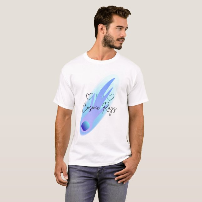 T-shirt blanc pour comète Rays cosmiques (Devant entier)