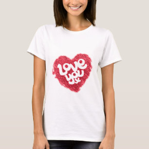 T-shirt blanc pour dames au coeur rouge