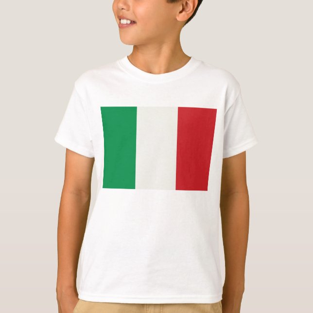 t-shirt blanc pour enfants avec drapeau italien (Devant)